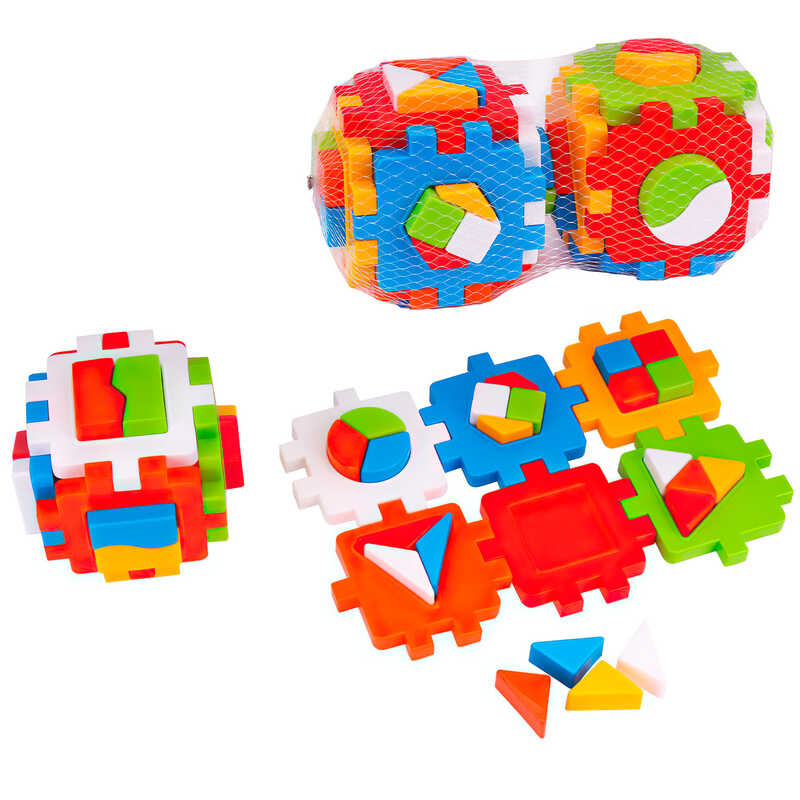 гр Куб "Розумний малюк Комбі" 2476 (12) "Technok Toys" по 6 граней, 12 частин сортера, 34 частини фігурок, 12см, в сітці