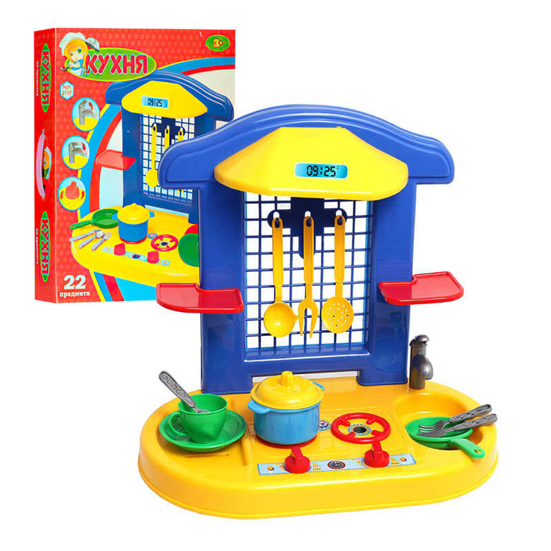 гр Кухня №2 2117 (8) "Technok Toys", пательня, 2 тарілки, 2 чашки, столове приладдя, плита, мийка, полиці, в коробці