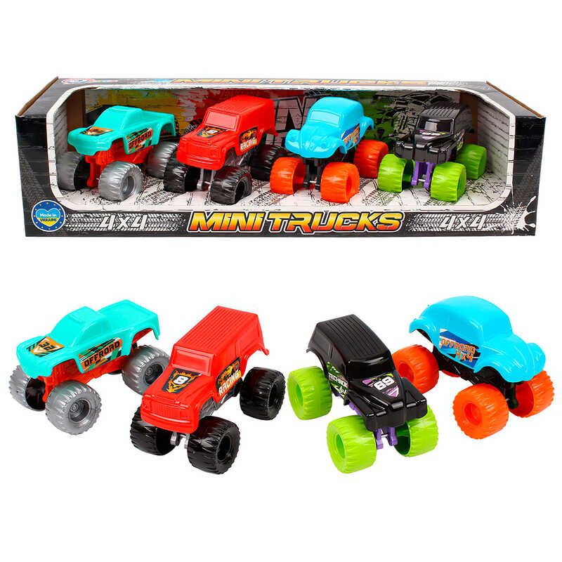 гр Набір машин "Міні траки" 9567 (12) "Technok Toys", 4 машинки, в коробці