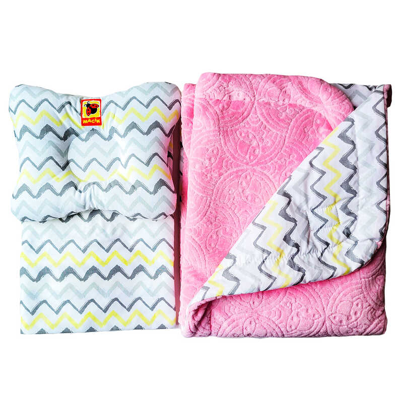 гр Набір МС 110612-09 "Bed Set Newborn" Сонечко рожеве: подушка, ковдра, простирадло (2) "Масік"