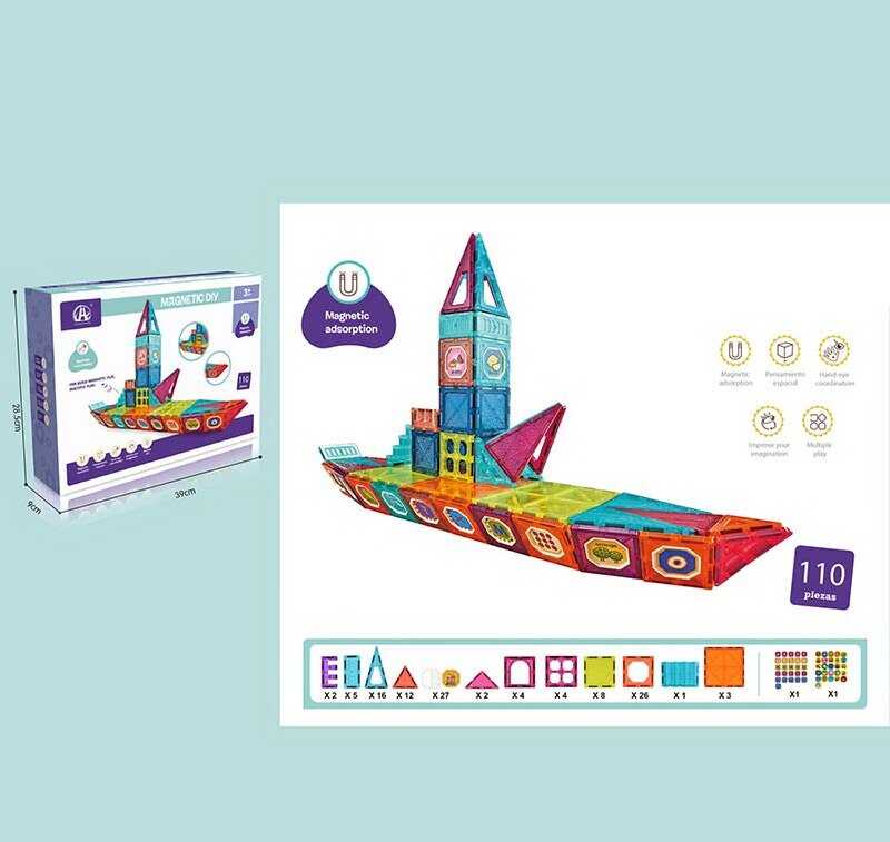 Конструктор магнітний CH 1015 (8) “Човен”, 110 деталей, в коробці