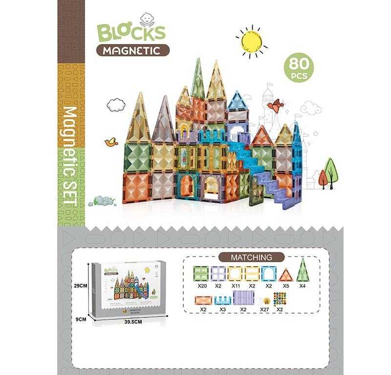 Конструктор магнітний CH 1204 (12) “Замок”, 80 деталей, в коробці