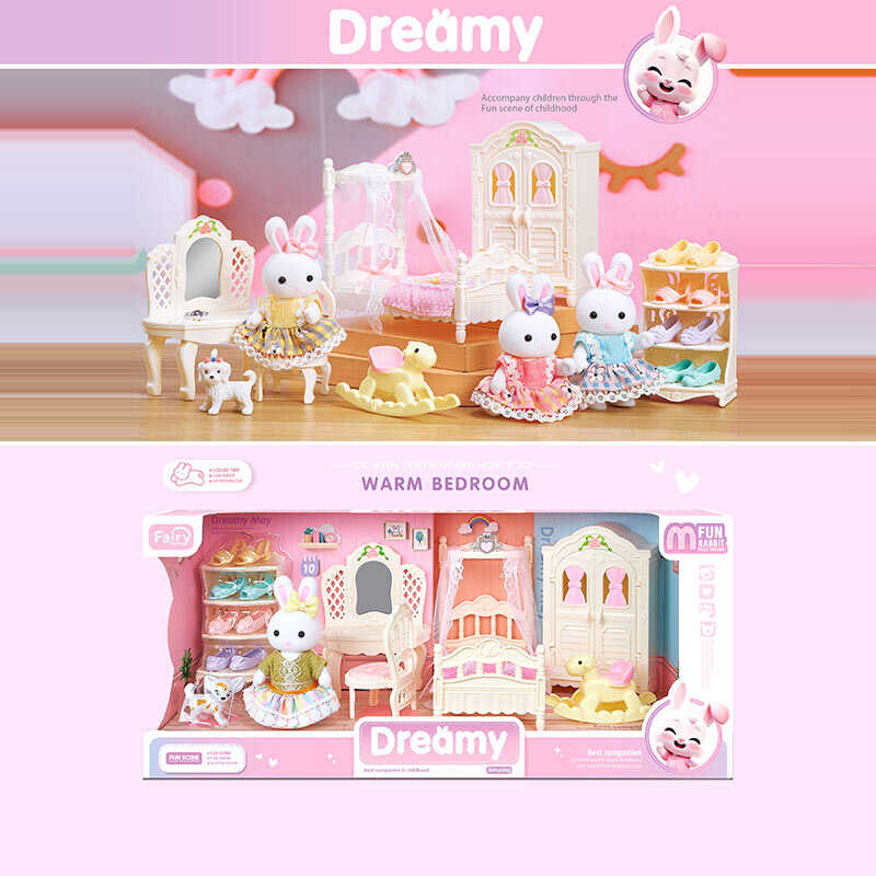 Набір меблів 6717 (24) 1 флоксова фігурка, песик, аксесуари, ліжко, шафа, стільчик, в коробці