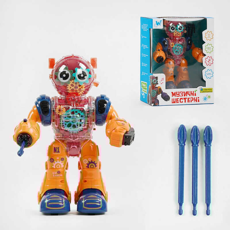 Робот 93069 (48) "WToys", ОЗВУЧУВАННЯ УКРАЇНСЬКОЮ МОВОЮ, шестерні, звуки, підсвічування, стріляє, в коробці