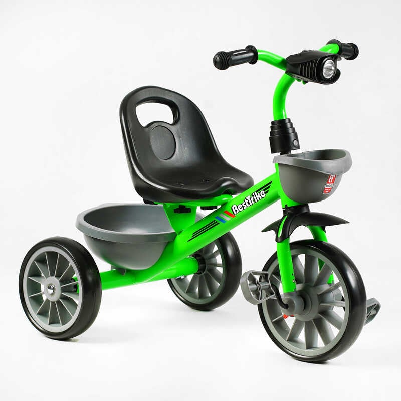 Велосипед 3-х колісний BS-14640 "Best Trike" (1) колеса EVA переднє 12’’, заднє 10’’, сталева рама, фара з музикою та світлом, 1 пісня українською та 2 англійською, 2 кошики, в коробці