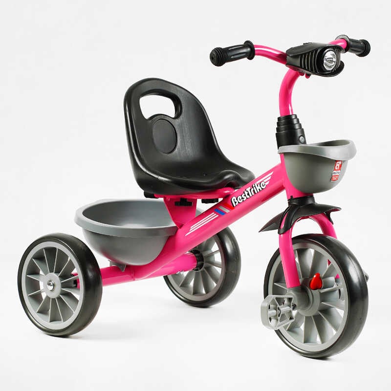 Велосипед 3-х колісний BS-20470 "Best Trike" (1) колеса EVA переднє 12’’, заднє 10’’, сталева рама, фара з музикою та світлом, 1 пісня українською та 2 англійською, 2 кошики, в коробці