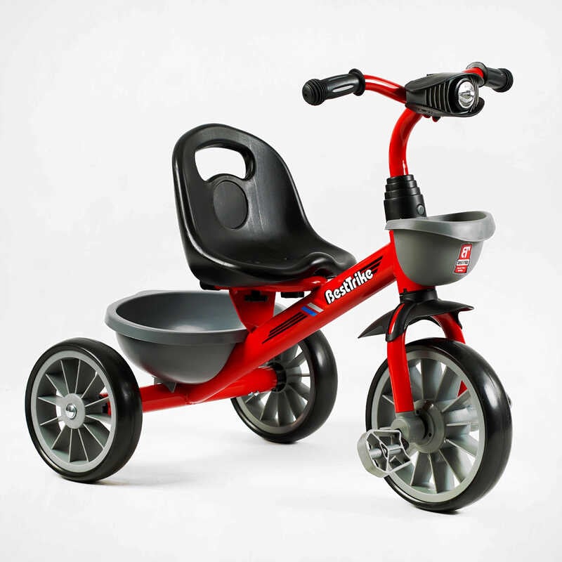 Велосипед 3-х колісний BS-23044 "Best Trike" (1) колеса EVA переднє 12’’, заднє 10’’, сталева рама, фара з музикою та світлом, 1 пісня українською та 2 англійською, 2 кошики, в коробці