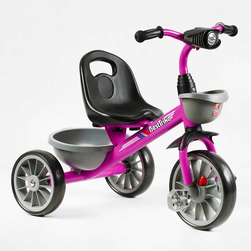 Велосипед 3-х колісний BS-44101 "Best Trike" (1) колеса EVA переднє 12’’, заднє 10’’, сталева рама, фара з музикою та світлом, 1 пісня українською та 2 англійською, 2 кошики, в коробці