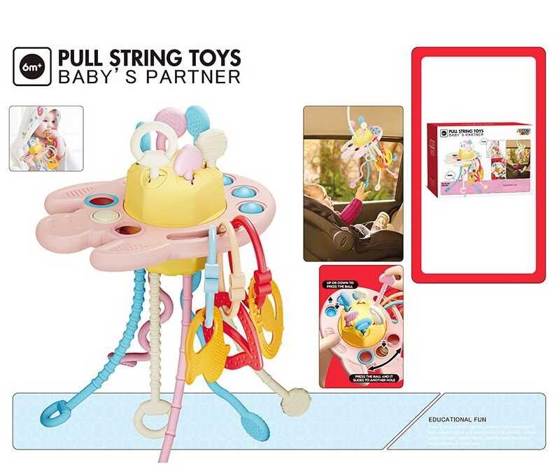 Брязкальце N 1654 Штрих=240052 (72) “Космічна ракета”, Pop it, пальчикова гра, прорізувач, шнурочки, підвіски, в коробці