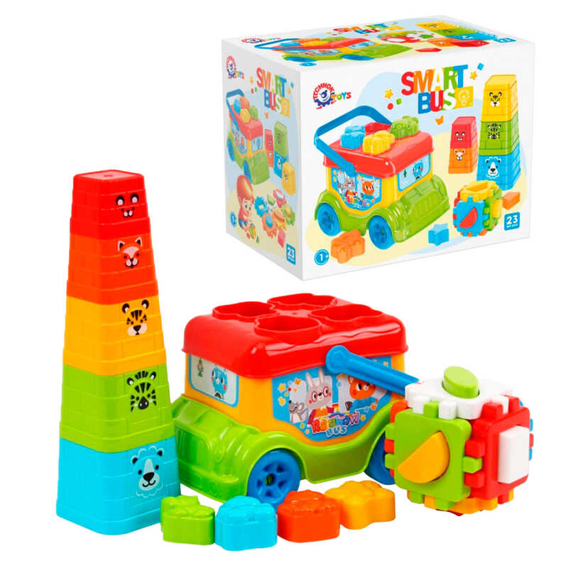 гр Іграшка для розвитку "Автобус" 0389 (9) "Technok Toys", сортер, куб, пірамідка, у коробці
