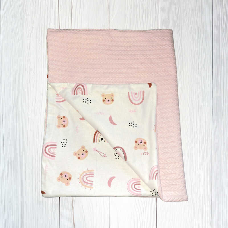 гр Плед для немовлят "Ведмедик та веселка" 18561 (1) тканина в’язане полотно, ФЛАНЕЛЬ PREMIUM, розмір 100*80 см "Bimbo", в пакеті