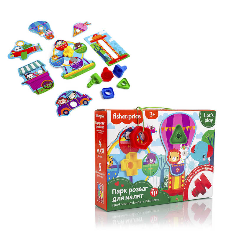 гр Конструктор Fisher-Price "Парк розваг для малят" VT2905-21 (12) "Vladi Toys", 13 деталей, 4 болтика, 4 гайки