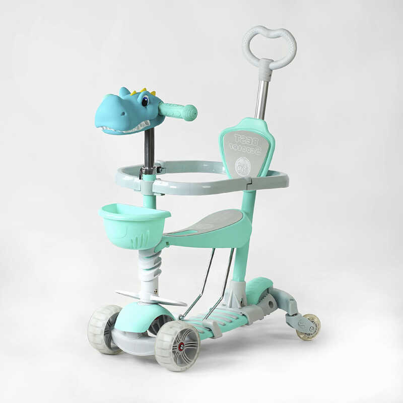 Самокат 5в1 P-67303 (1) Best Scooter, з ДОП. КОЛЕСАМИ, захисний бампер, PU колеса зі світлом, в коробці