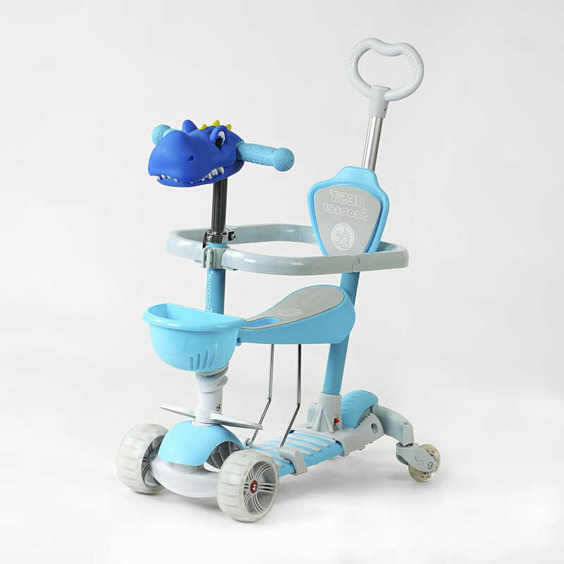 Самокат 5в1 P-92401 (1) Best Scooter, з ДОП. КОЛЕСАМИ, захисний бампер, PU колеса зі світлом, в коробці