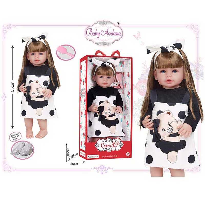 Лялька A 919 B (12/2) гумова, висота - 52 см, прошите волосся, рухомі кінцівки, щітка для волосся, пінетки, в коробці