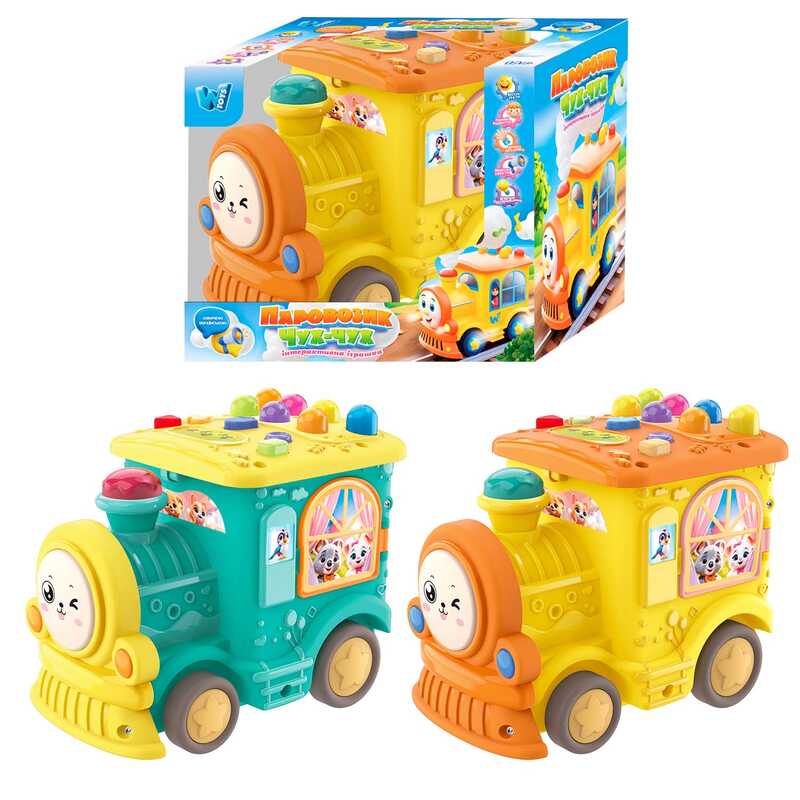 Музичний паровозик 95606 (72/2) "WToys", 2 кольори, ОЗВУЧУВАННЯ УКРАЇНСЬКОЮ МОВОЮ, казки, пісні, скоромовки, загадки, пальчикові ігри, в коробці