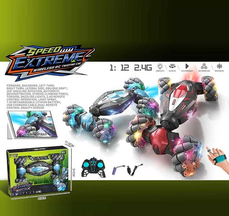 Машина на радіокеруванні YJ 097-1 A (18) 2 кольори,  масштаб: 1:12, акумулятор: 7.4 V, пульт 2.4 GHz, браслет, USB - кабель, оберт: 360°, підсвічування, звуки, парогенерація,  роликові колеса, в коробці