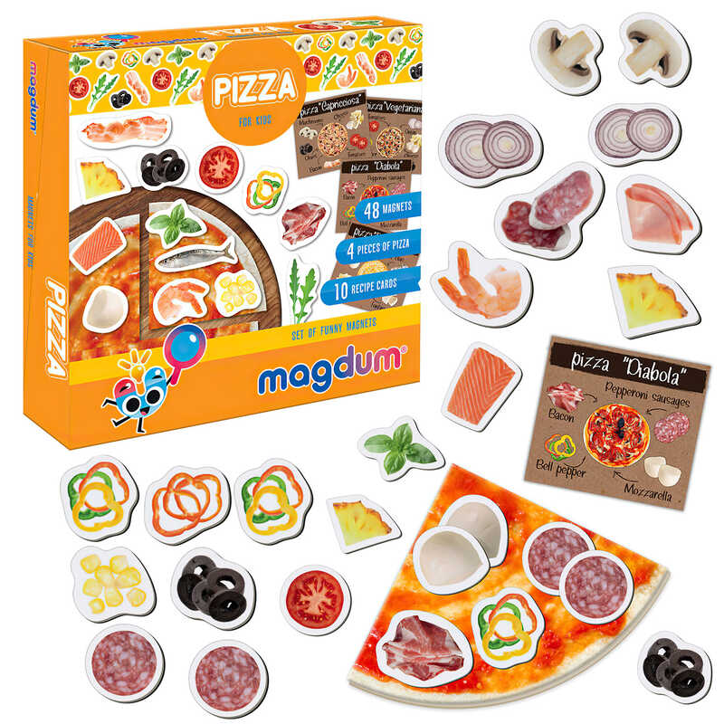 гр Магнітна гра "Pizza" ML4031-27 EN (24) "Magdum", 48 магнітів, картки, англ. мова, в коробці