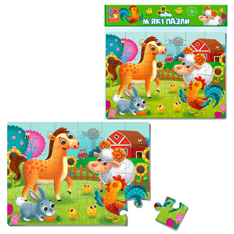 гр М’які пазли А4 "Ферма" на 24 елементи VT1102-31 (50) "Vladi Toys", в пакеті