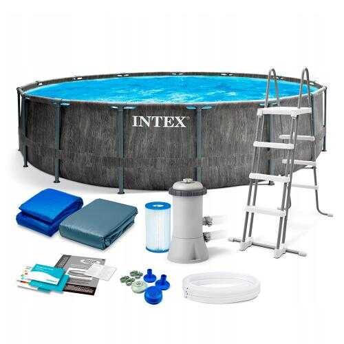 Intex Басейн каркасний 26744 NP (1) сходи, насос-фільтр, 549 x 122 см (5 678 л/год, драбина, тент, підстилка), об`єм води - 24310 л, в коробці