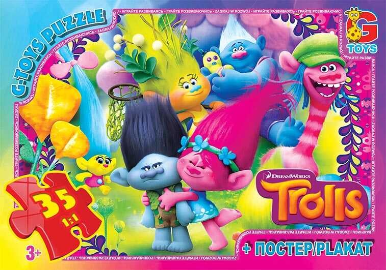 гр Пазли 35 ел. "G-Toys" "Тролі" TR 0075 (62) + постер, розмір зібраної картинки 30х21 см, в коробці