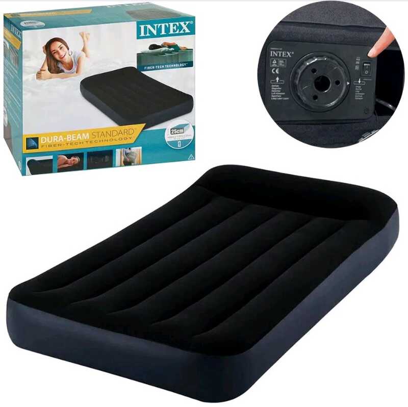 Intex Велюр матрац з підголовником 64146 ND (3) 99х191х25см, із вбудованим насосом 220 V, одномісний, максимальне навантаження 136кг