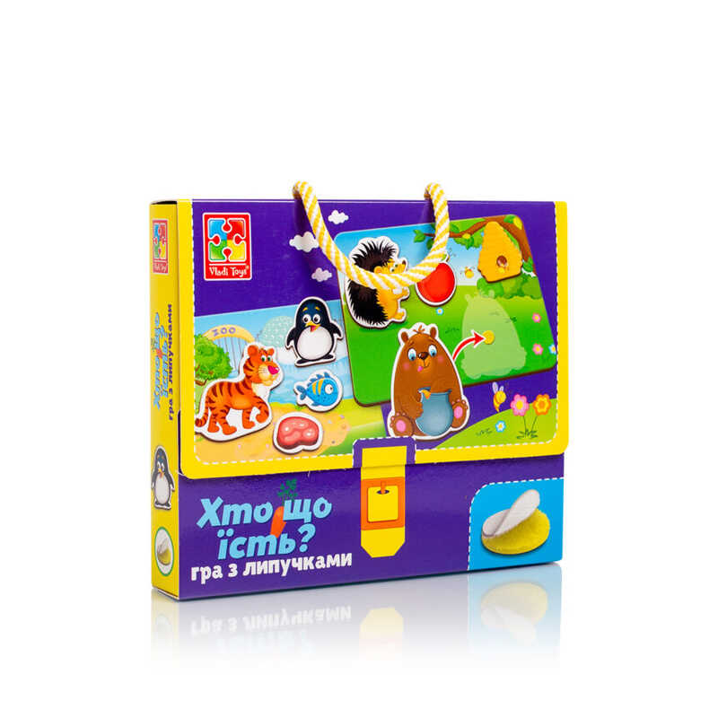 гр Гра з липучками "Хто що їсть?" - VT 1302-27 /укр/ (18) "Vladi Toys"