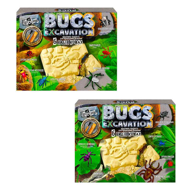 гр Набір для проведення розкопок "BUGS EXCAVATION" жуки BEX-01-05U,06U (6) "Danko Toys", у коробці