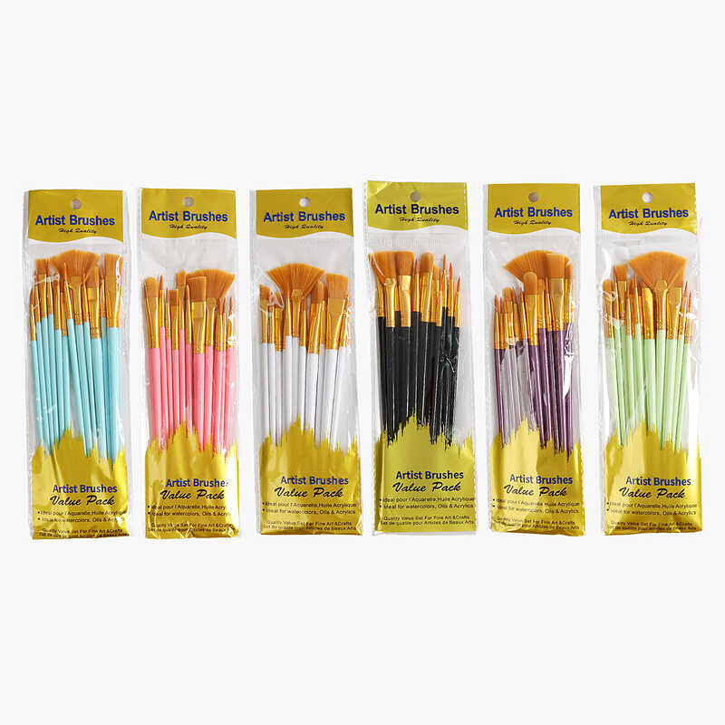 Набір пензлів C 71900 (600) 12 штук, в пакеті, ВИДАЄТЬСЯ ТІЛЬКИ МІКС ВИДІВ