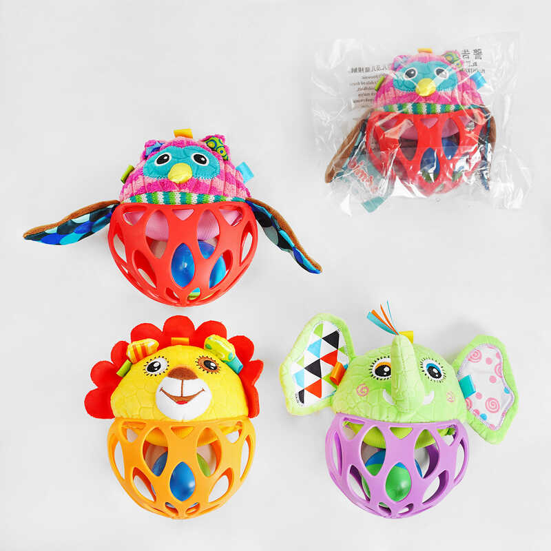 гр Брязкальце C 55895 (160) "Bimbo", 3 види, гумова напівсфера, в пакеті, ВИДАЄТЬСЯ ТІЛЬКИ МІКС ВИДІВ