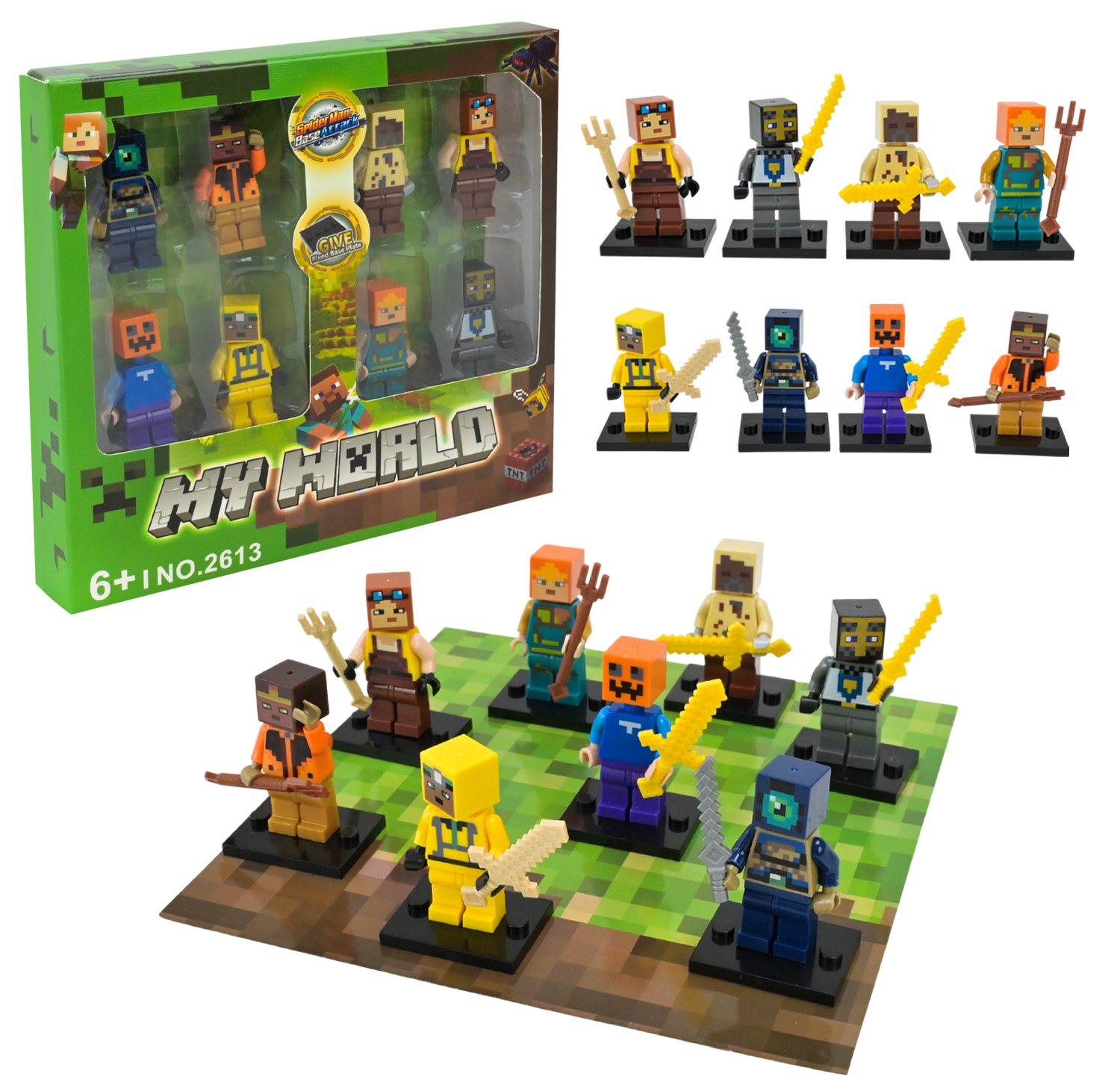 Герої "Майнкрафт" 2911 / 2613 , зброя , фігурка 8 шт , коробка