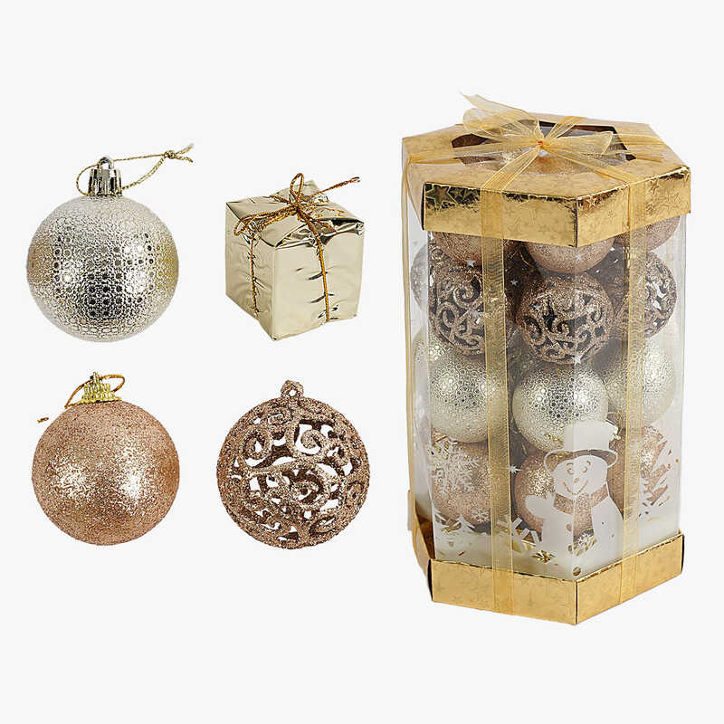 Новорічні прикраси C 67408 (48) 35 штук, кульки, подарунки, D = 5 см, в слюді