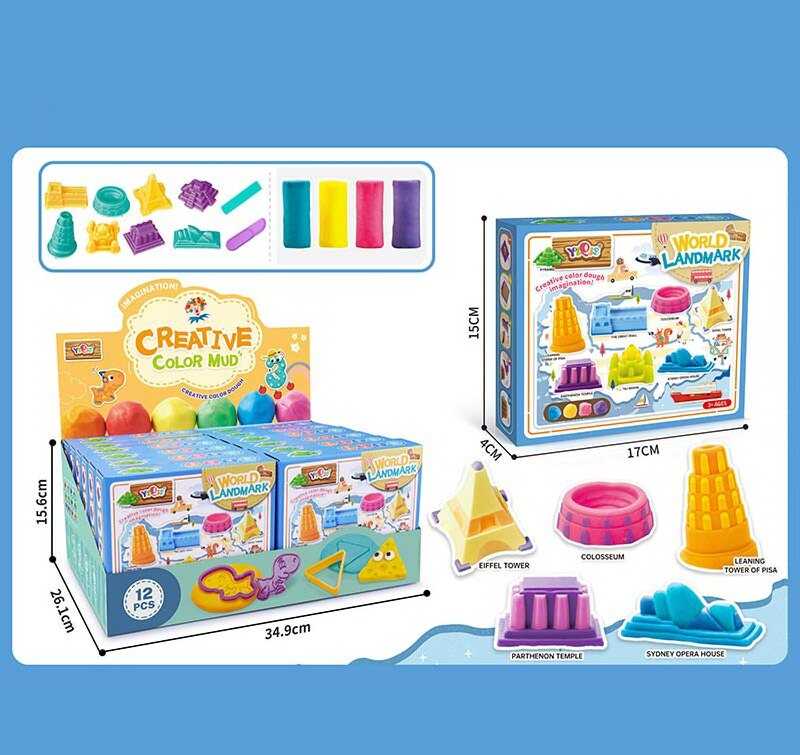 Тісто для ліплення 5831 C (10) ЦІНА ЗА 12 ШТУК В БЛОЦІ,  4 кольори тіста, форми, приладдя