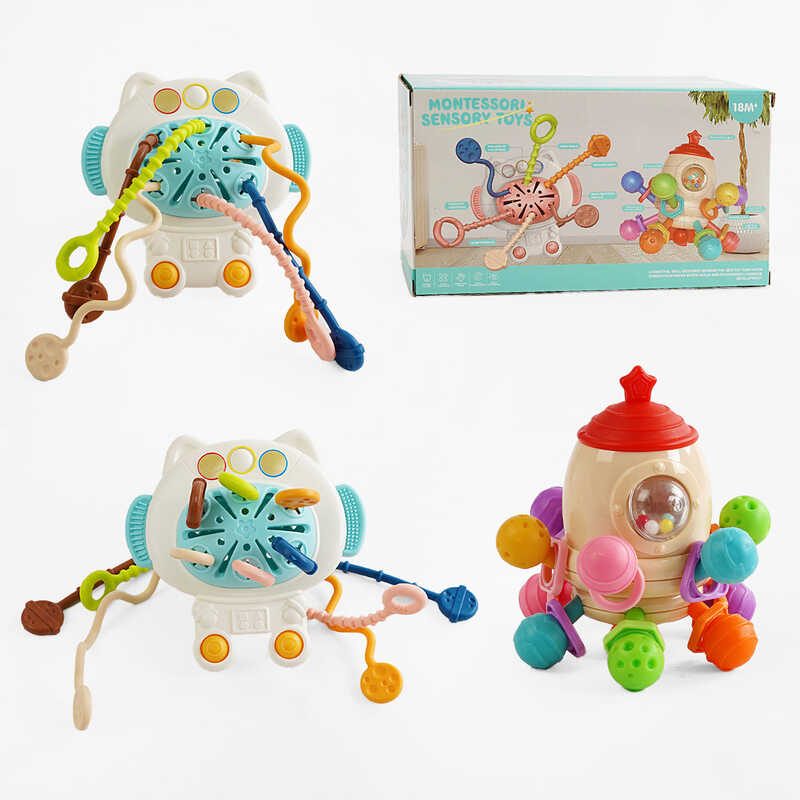 Набір брязкалець 888-9 (40) прорізувач, брязкальце-прорізувач, 12 масажних пластинок для ясен, подвійне обертання іграшки, тріскачка, сфера з кульками, в коробці