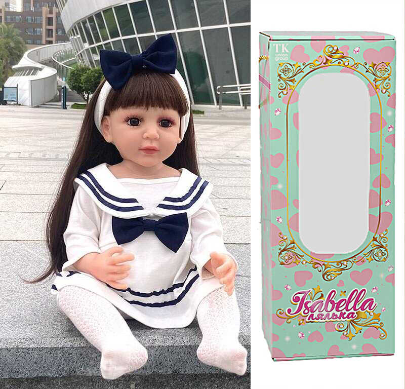 Лялька QM 121 (12) "TK Group", висота: 50 см, гумова, імітація скляних очей, пустушка, пляшечка, памперс, шкарпетки, заколка, в коробці