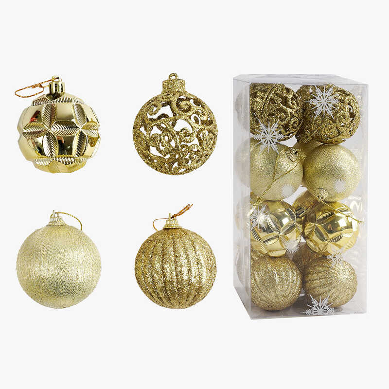 Новорічні прикраси C 67429 (72) 16 штук, кульки, D=6 см, у слюді