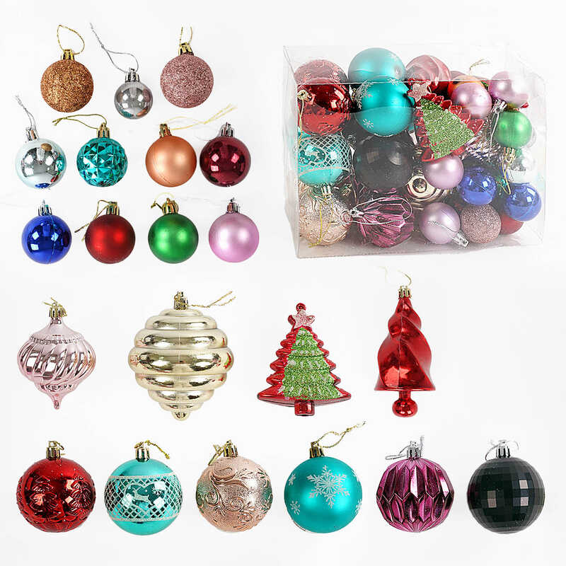 Новорічні прикраси C 67965 (30) 47 штук, кульки, ялинки, у слюді