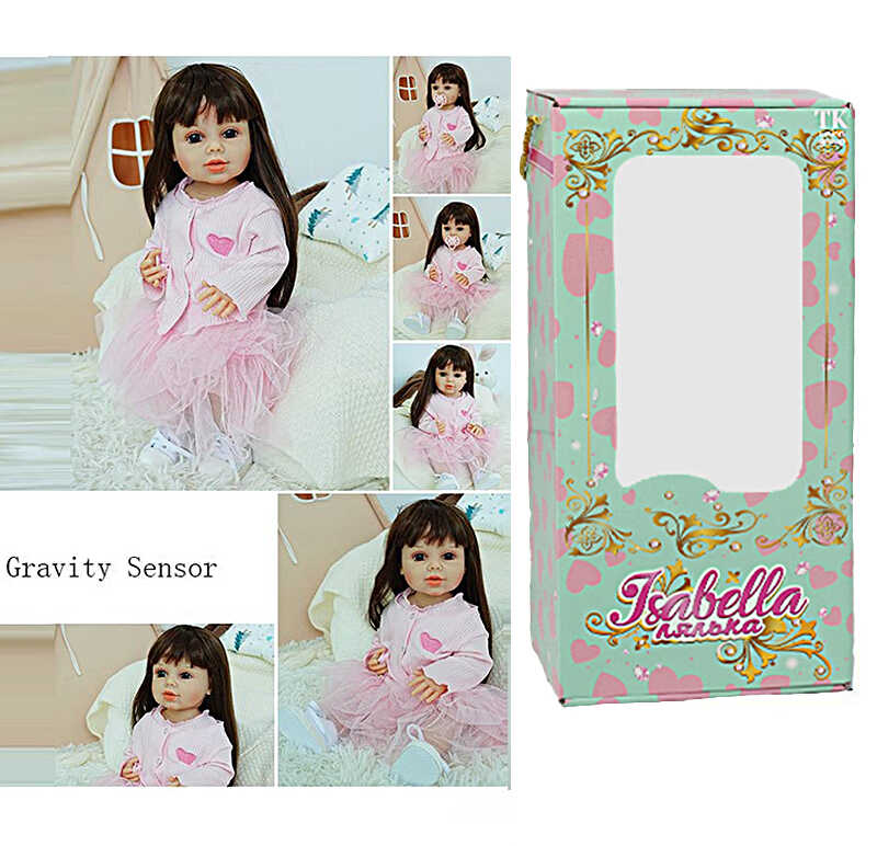 Лялька QM 24086 (12) "TK Group", функціональна, висота: 50 см, датчик руху, звуки: сміх, плач, засинає, гумова, імітація скляних очей, в коробці