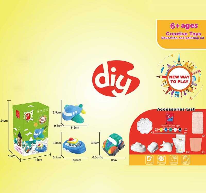 Розмальовка гіпсова 5159 (36/2) “Транспорт”, форми, фарби, гіпс, палітра, в коробці