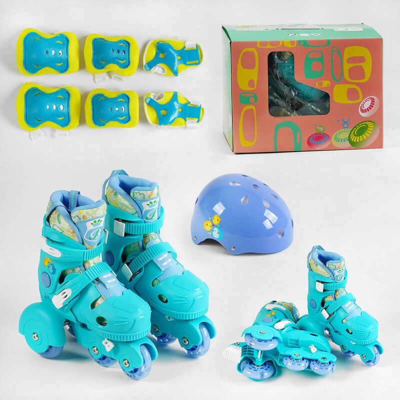 Ролики с захистом 60991-S розмір 30-33 (6) колір СИНІЙ, колеса PU, ПЕРЕДНЄ КОЛЕСО ЗІ СВІТЛОМ, устілка - 18-19.5 см, d колес – 6 см, в коробці