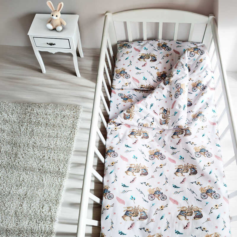 гр Змінний комплект постільної білизни "Тварини на велосипеді" 88130 (1) тканина ФЛАНЕЛЬ, розмір 120*60 см "Bimbo", в пакеті