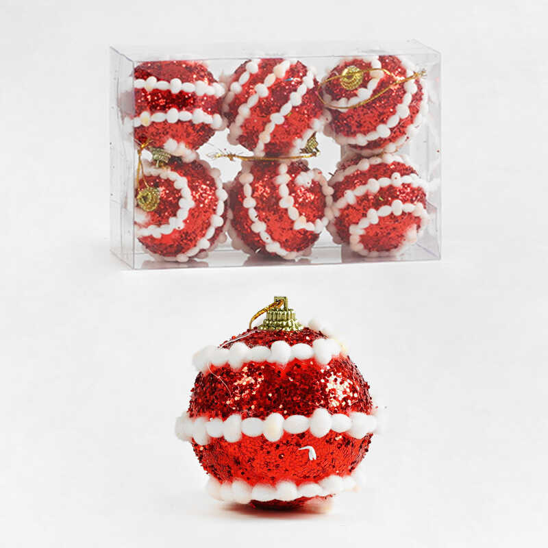 Новорічні прикраси D 35788 (133) 6 шт, кулька, D = 6 см, у слюді