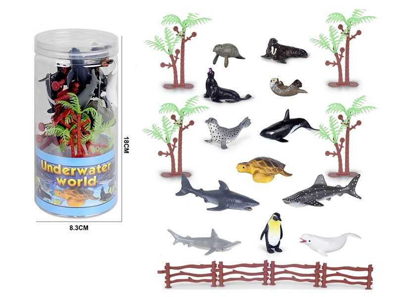 Набір тварин 86-11 (144) "Підводні мешканці", 12 фігурок, декорації, у тубі