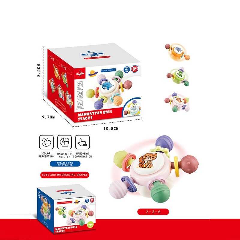 Брязкальце-спінер 8235 E (200/2) 3 брязкальця, гумові прорізувачі, присоски, в коробці