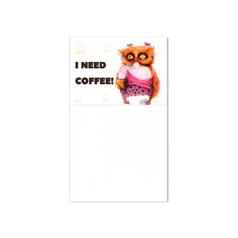 гр Блокнот на магніті "I need coffee / Сова" (20) 9789655321852 "Jumbi"