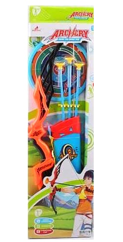 Лук 3675 , довжина 65 см, футляр для стріл, мішень, 3 стріли з присосками, в коробці