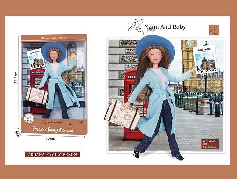 Лялька A 791-1 (48/2) висота 30 см, шарнірні суглоби, капелюх, взуття, в коробці