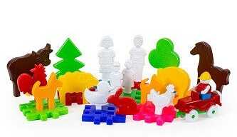 гр Набір "Ферма №3" 115/17 (8) "BAMSIC" 39 деталей, фігурки людей, фігурки тварин, у відрі