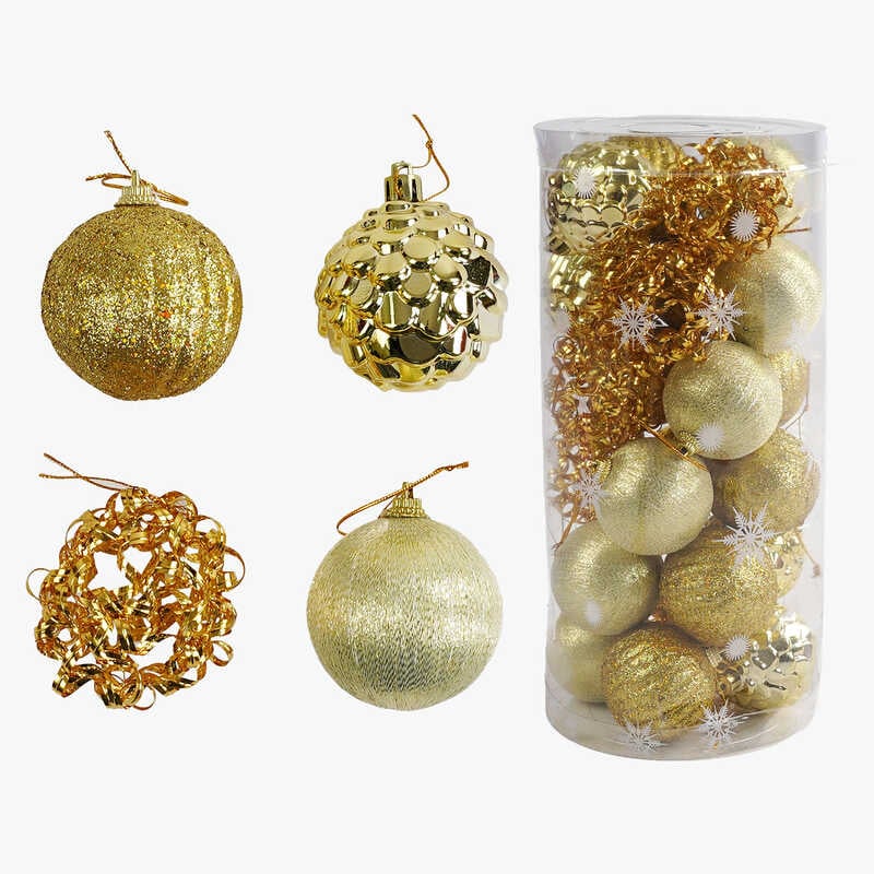 Новорічні прикраси C 67414 (32) 24 штуки, кульки, D = 6 см, в слюді