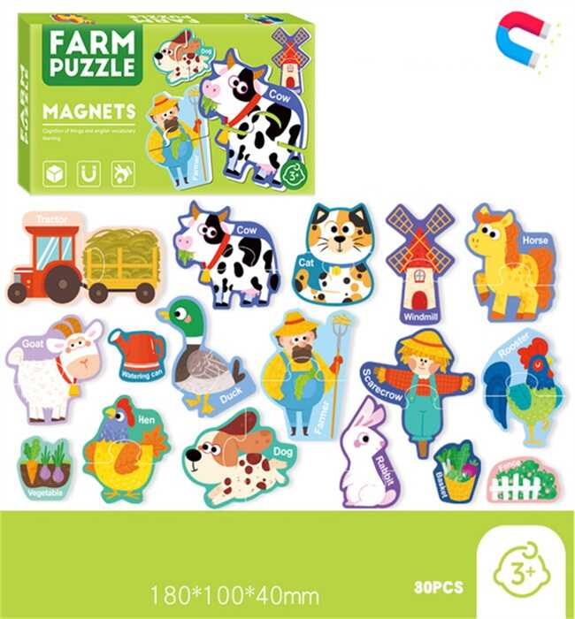 Магнітні пазли C 73801 (96) “Ферма”, назви англ. мовою, 30 елементів, в коробці